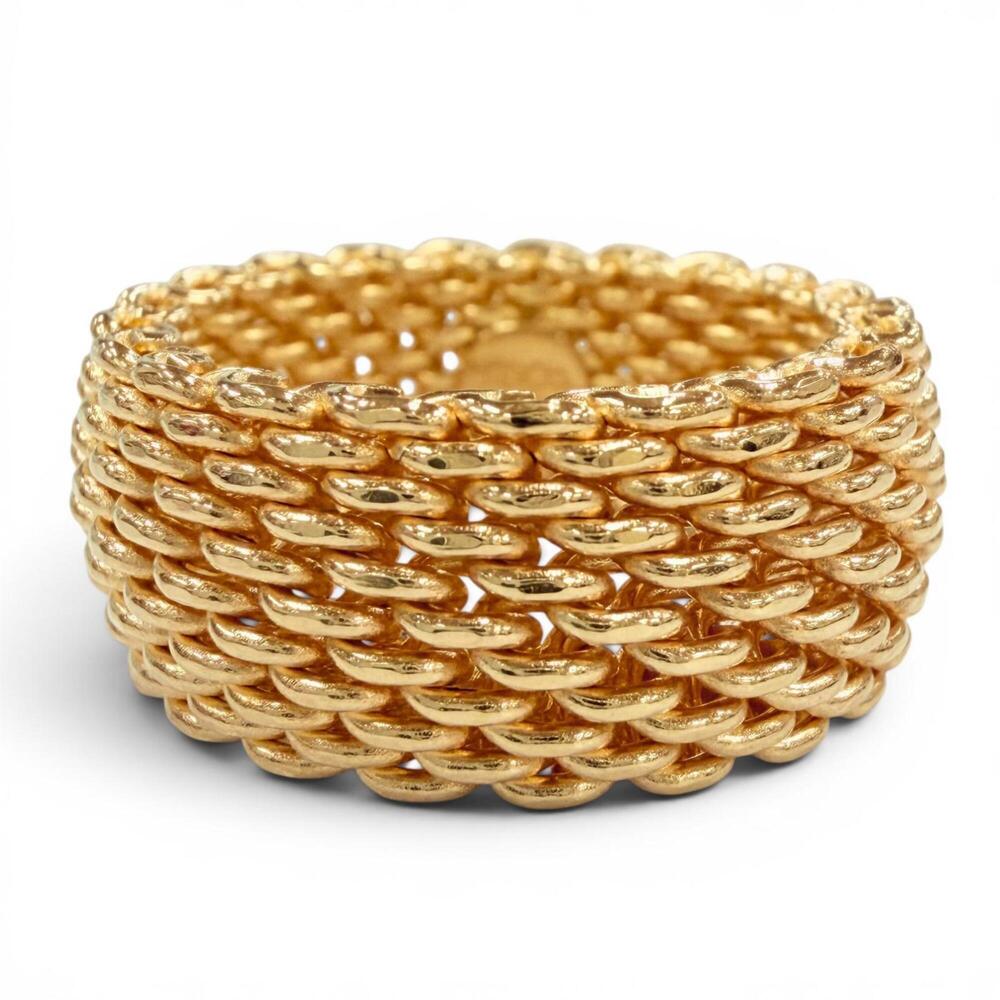 TIFFANY&Co. Tiffany Somerset Ring 750 (YG) Mesh Yellow Gold Weight 14.1g Women's